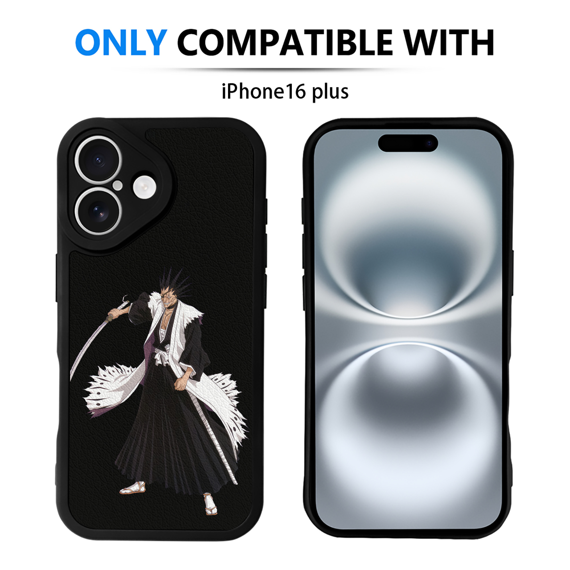 （画像用） ブリーチ ざらき けんぱち BLEACH Zaraki Kenpachi 【iPhone 16シリーズ対応】シリコンスマホケース（レザー調） 材質：シリコン